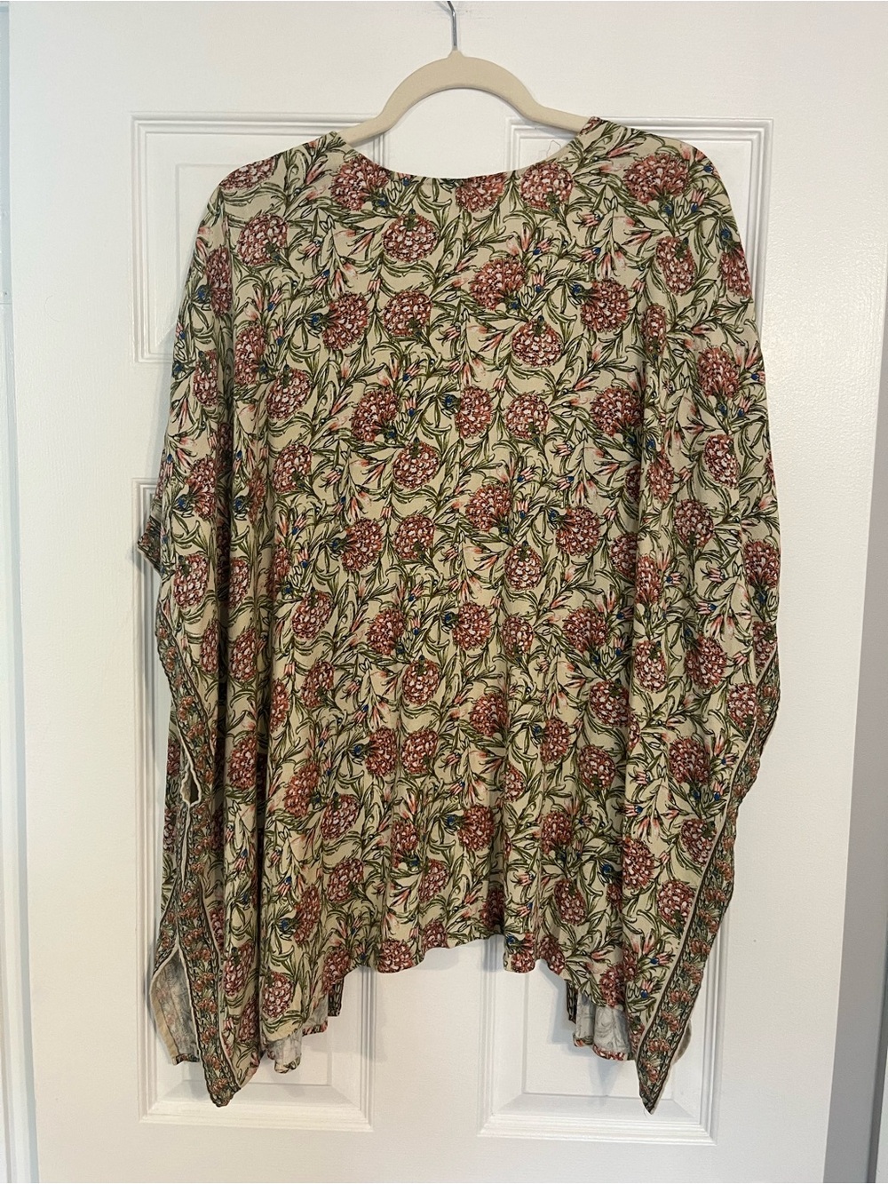 Max Studio Floral Sheer Open Kimono Duster in Cream, Dusty Pink and Olive - Picture 2 of 8
